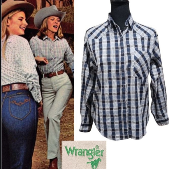 Wrangler Tops - VTG 80s Wrangler Western Shirt Cowgirl Chic Stripe